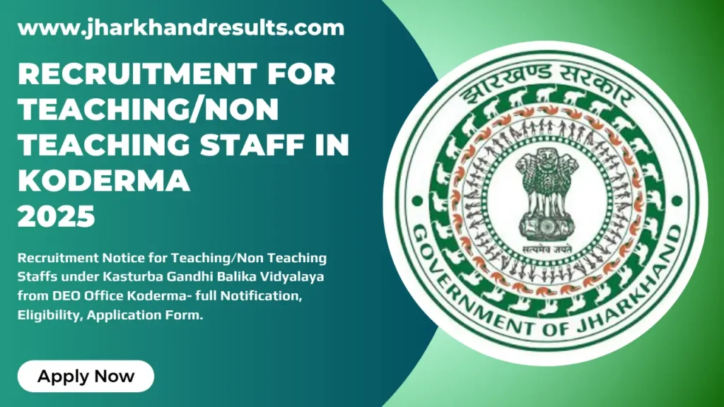 Recruitment for Teaching/Non Teaching Staffs in Koderma