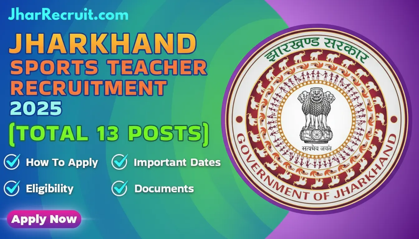 Jharkhand Sports Teacher Recruitment 2025 [Total 13 Posts]