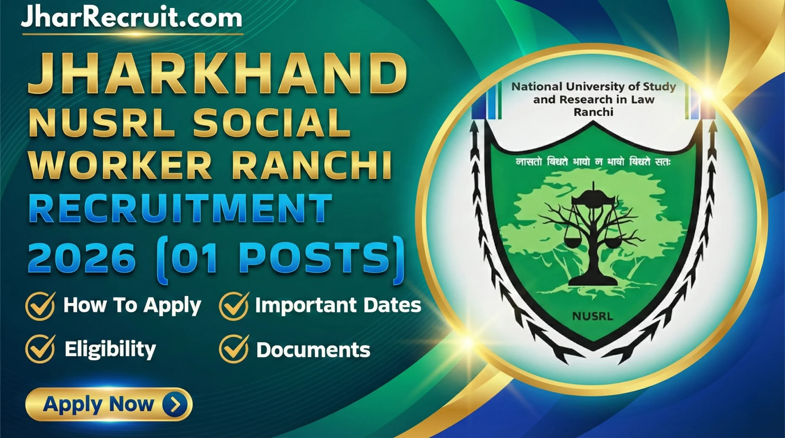 Jharkhand NUSRL Social worker Ranchi Recruitment 2026