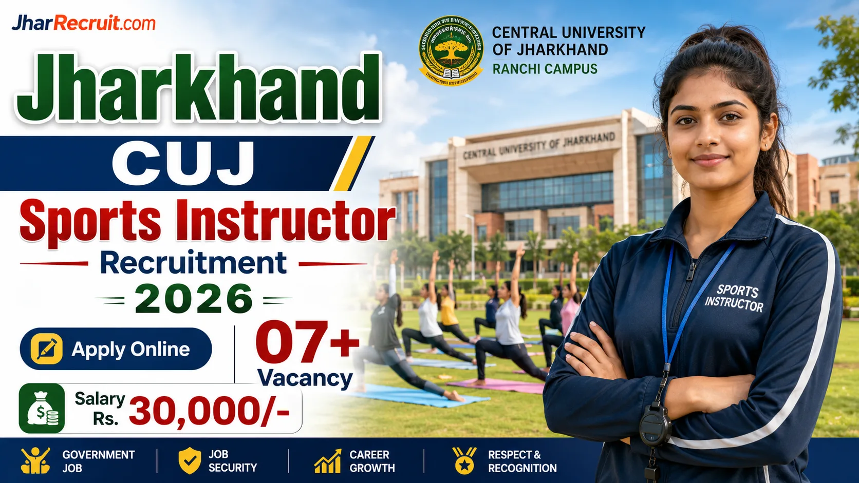Jharkhand CUJ Sports Instructor Recruitment 2026