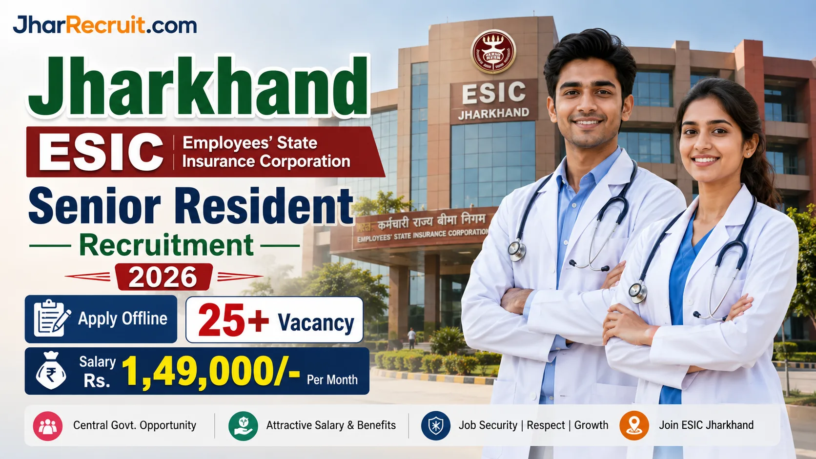 Jharkhand ESIC Senior Resident Recruitment 2026