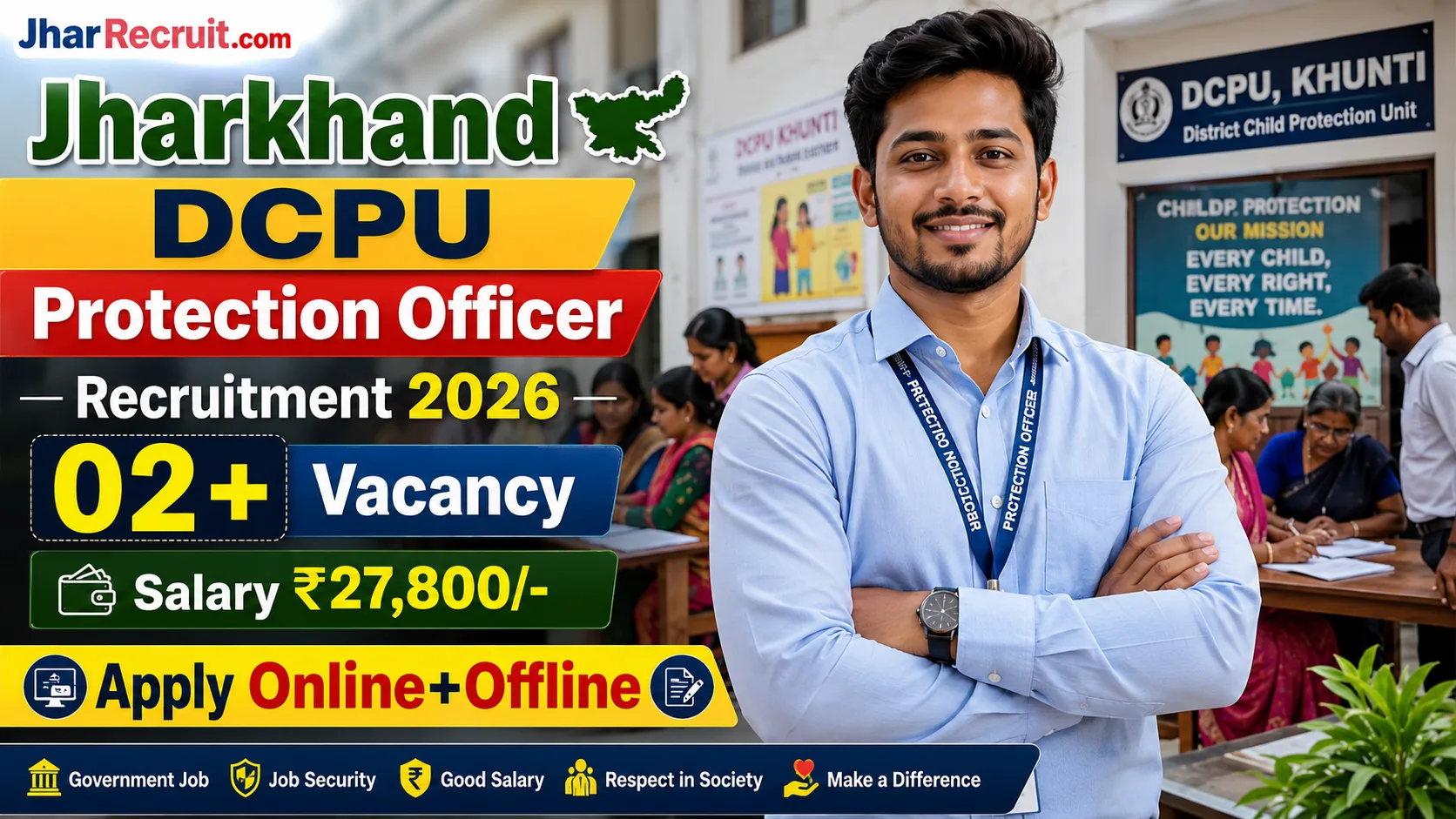Jharkhand DCPU Protection Officer Recruitment khunti 2026