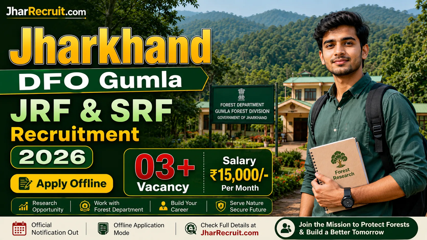 Jharkhand DFO Gumla JRF & SRF Recruitment 2026